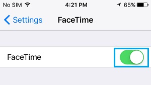 Turn on facetime iphone