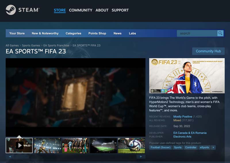 Access FIFA 23 on Steam