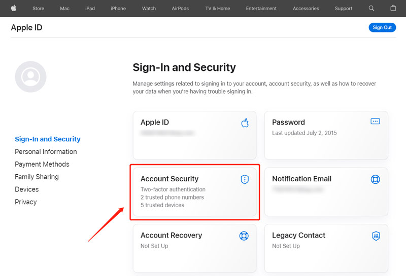 Apple ID Sign In and Security Account Security