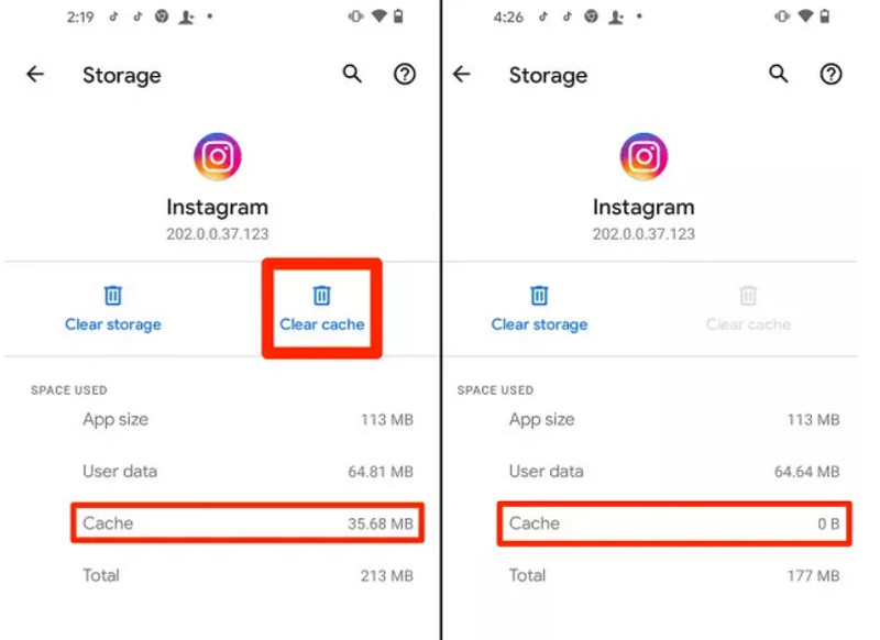 Instagram Clear Cache
