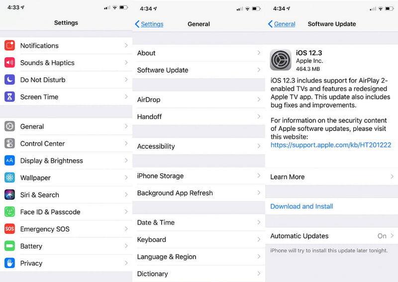 Update iOS Software iPhone Safari Freezing