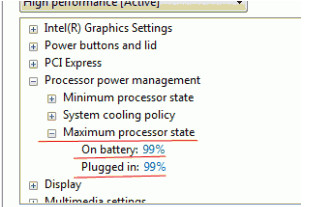Change Maximum processor state