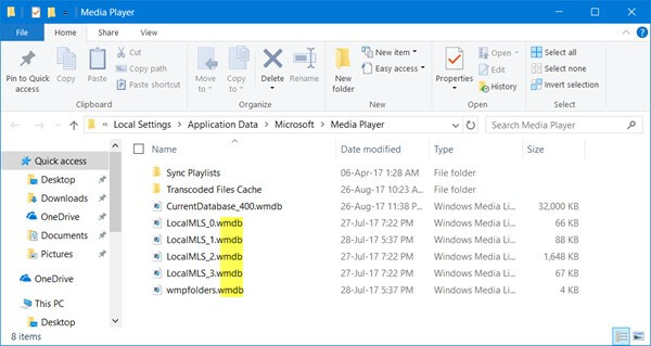 Delete Windows Media Player Wmdb Files
