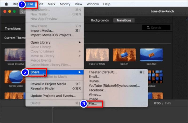 iMovie Select File to Share