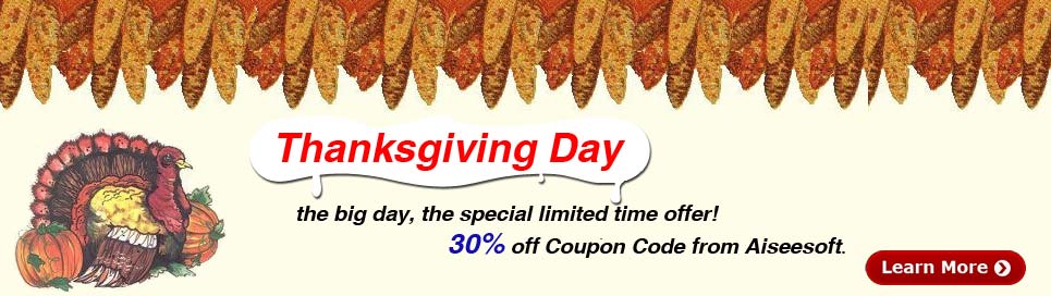 Aiseesoft Thanksgiving Coupon Code