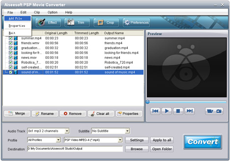Convert Video to MP4 for PSP