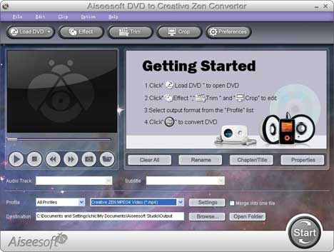 Convert DVD to Creative Zen