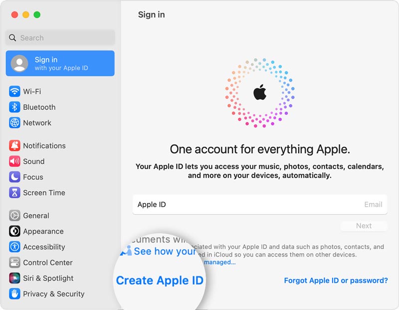Create an Apple ID on Mac