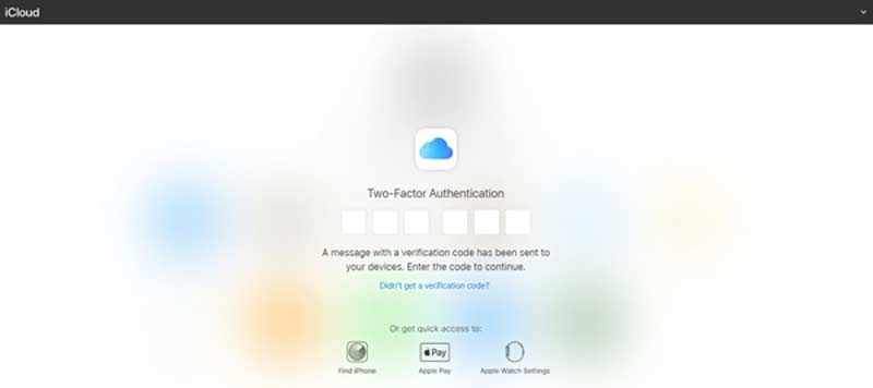 iCloud two factor authentication code