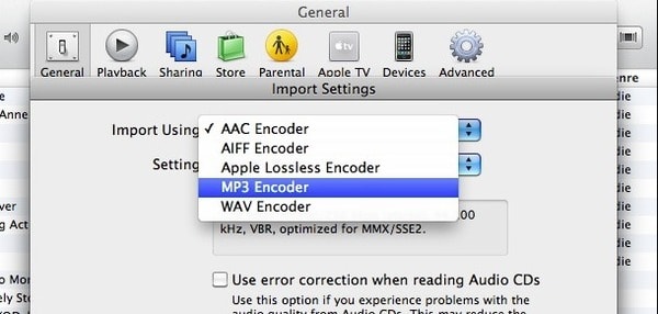Convert AAC to MP3 with iTunes 12