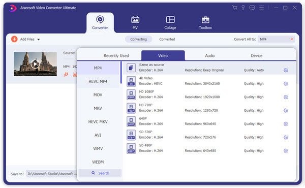 Select MP4 Format