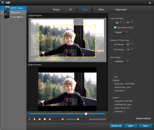 customize the video effect