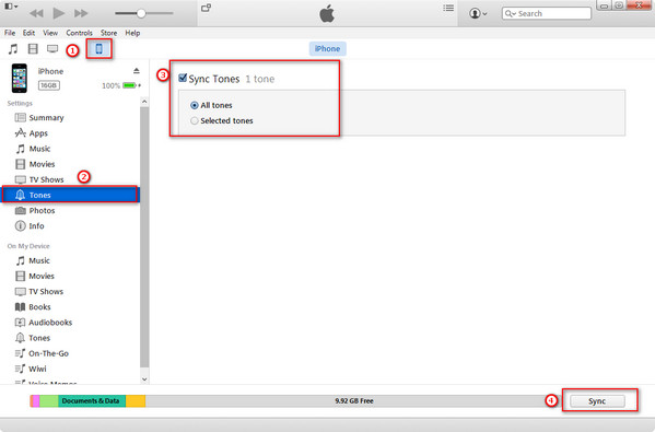 Ringtones synchroniseren van iTunes naar iPhone