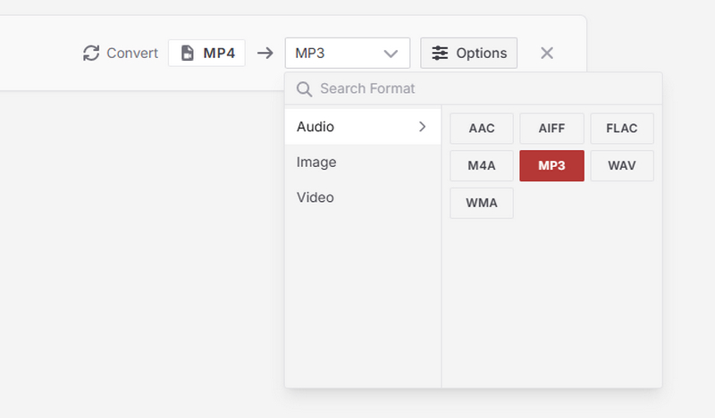 CloudConvert Choose Format
