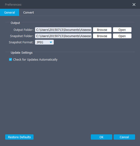 Preference Settings