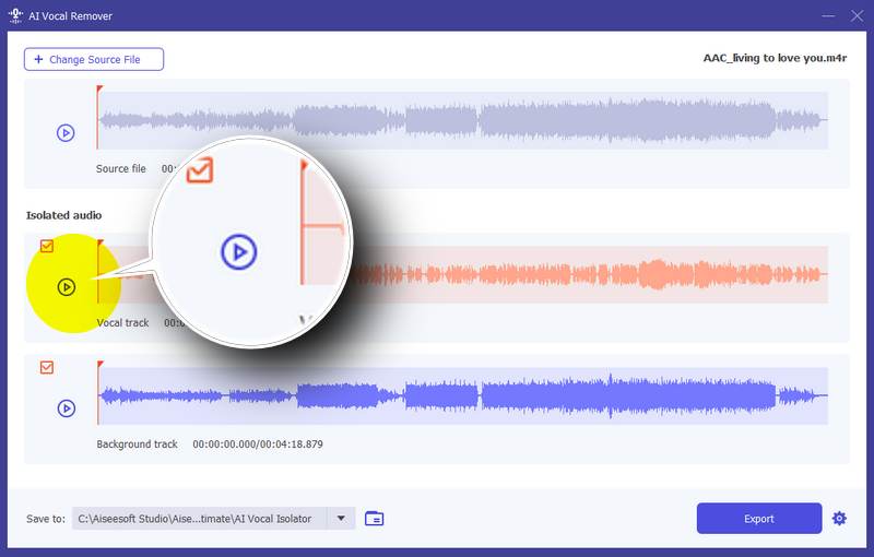 Preivew Isolated Audio Tracks
