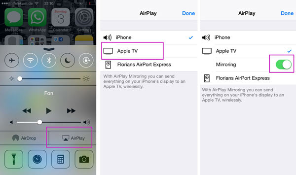 AirPlay iPhone tükrözés iOS 7 rendszeren