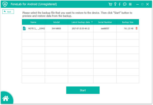 Samsung Meddelanden Backup List