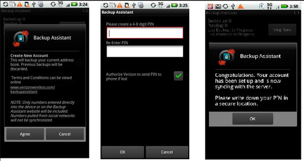 Motorola kontakter sikkerhetskopi med Backup Assistant