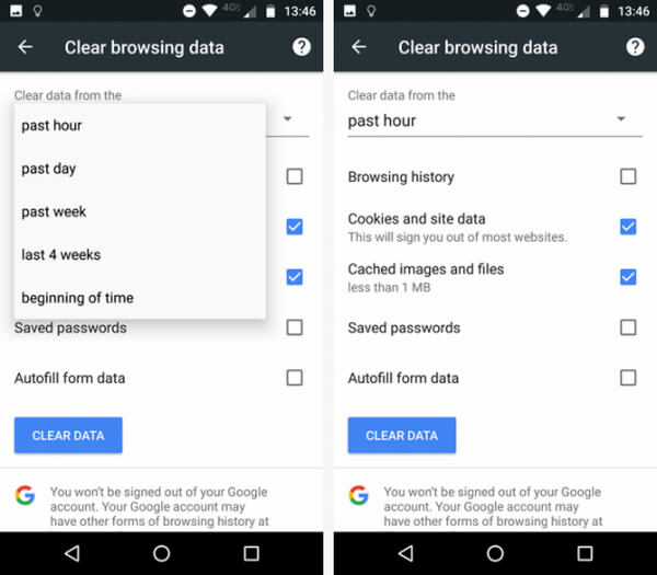 Törölje a Google Chrome böngészési előzményeit az Androidon