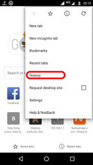 Find Google Chrome Browsing History on Android