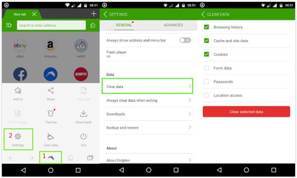 Clear Dolphin Browsing History on Android