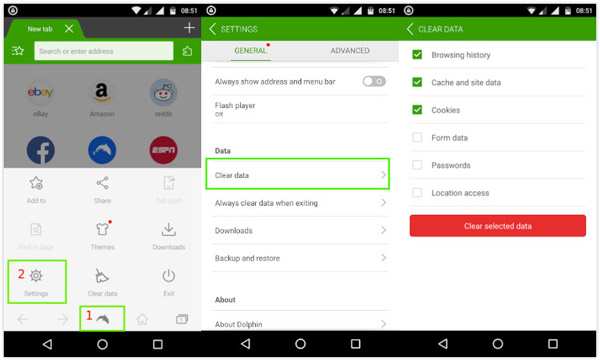 Rensa Dolphin Browsing History på Android