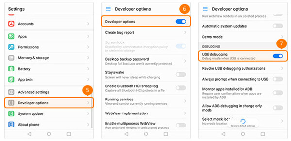 Aktiver USB Debug Mode på HUAWEI Honor Series / Mate / P Series