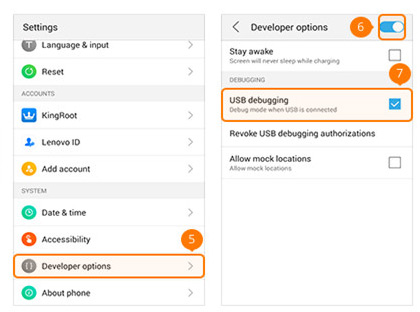 Schakel USB Debug-modus in op Lenovo