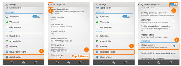 Aktivér USB Debug Mode på SONY Phone