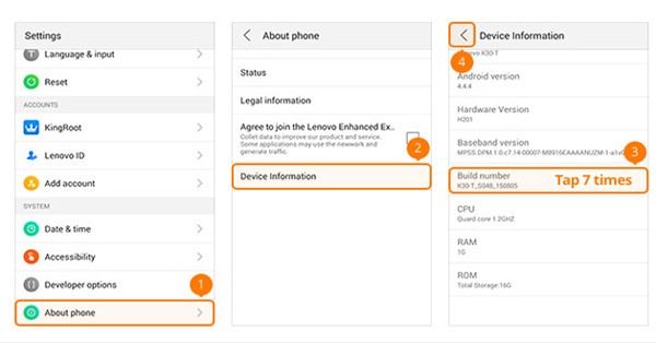 Schakel USB Debug-modus in op Lenovo