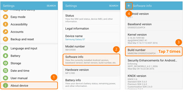 Samsung Galaxy S5 / S6 / S7'de USB Hata Ayıklama Modu