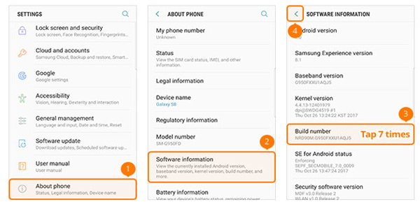 Включить режим отладки USB на Samsung Galaxy S8 / S8