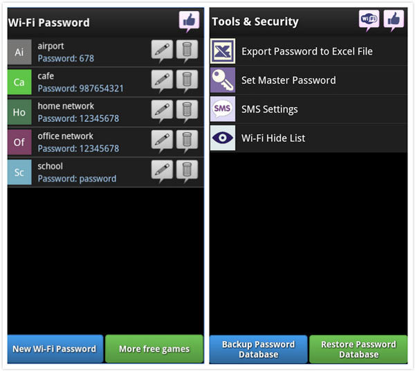 Backup e ripristino password WIFI per Android