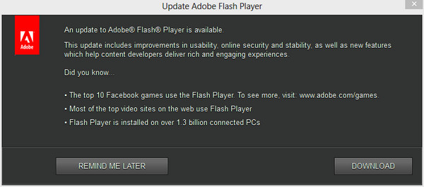 Frissítse az Adobe Flash Player alkalmazást