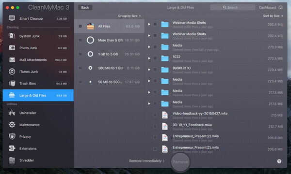 CleanMyMac 3 Large & Old Files Cleaning