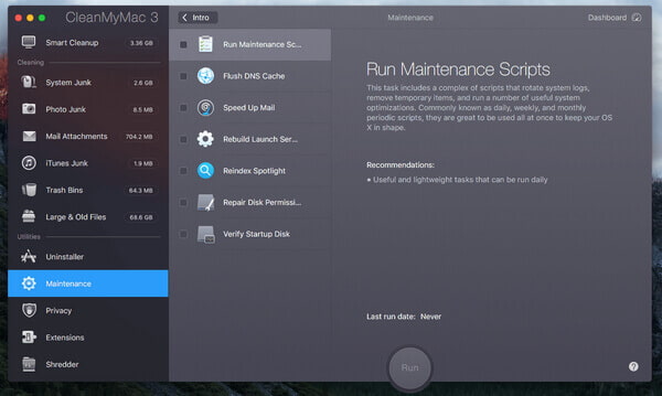CleanMyMac 3 Maintenance