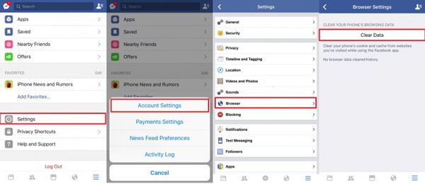 Hur man rensar appcache på iPhone från Facebook-appen
