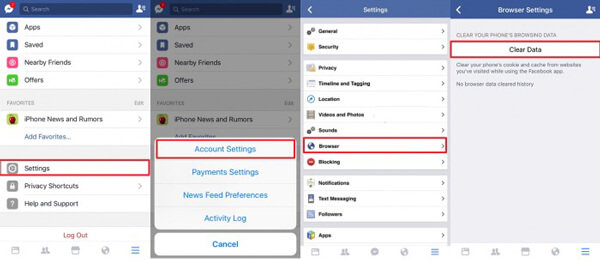 Az App Cache törlése az iPhone készülékről a Facebook App alkalmazásból