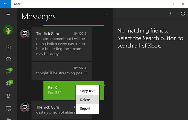 Delete One Xbox Message