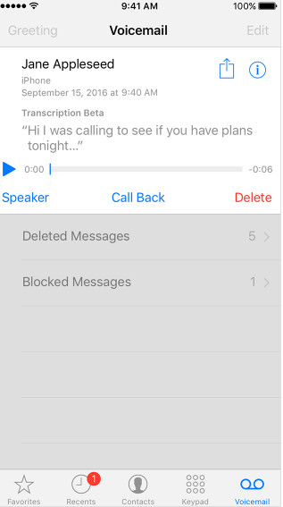 Transkrybuj pocztę głosową iPhone'a
