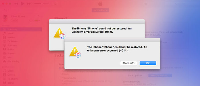 iTunes Error 4005 4014 4013