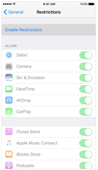 Κλείδωμα εφαρμογών στο iPhone μέσω Περιορισμών
