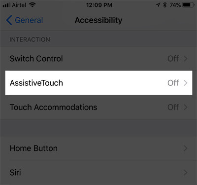 Включить AssistiveTouch