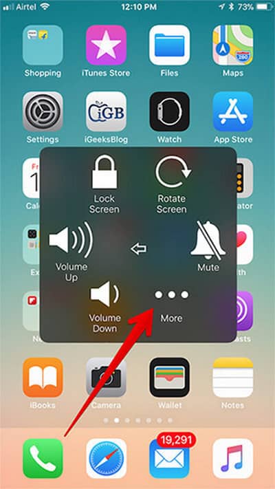 Нажмите на Больше от AssistiveTouch