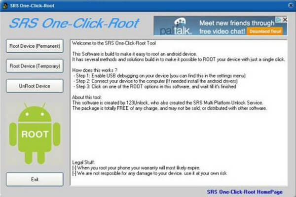 Root Android SRS Root -sovelluksella