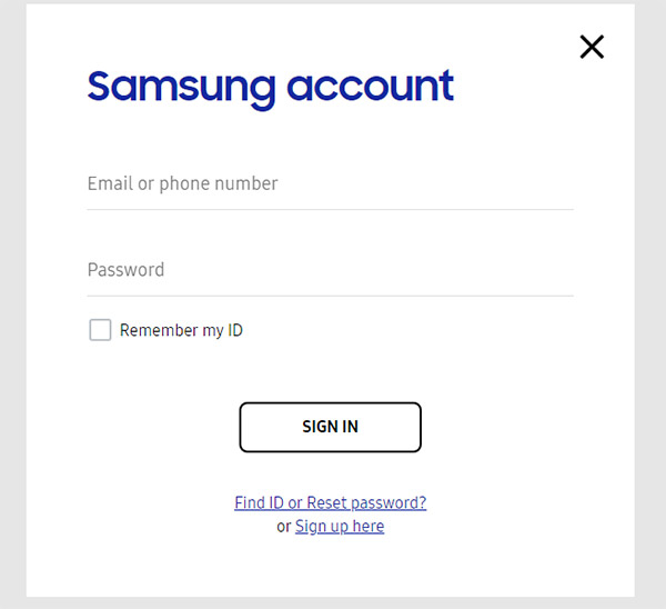 Accesso all'account Samsung