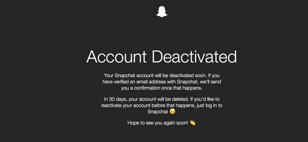 Snapchat-account gedeactiveerd