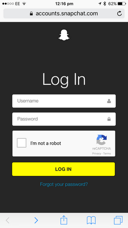 Log into Snapchat Account on Phone