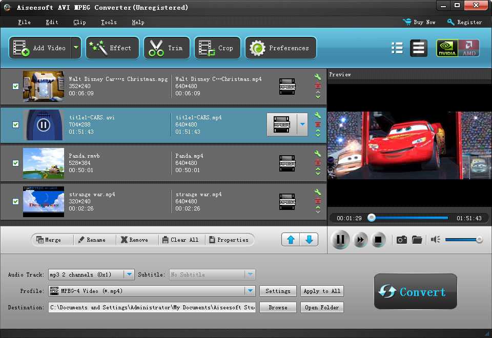 Aiseesoft AVI MPEG Converter screenshot